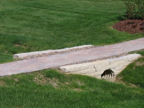 Brick Paver Walkway with Fieldstone Retaining Wall Mequon